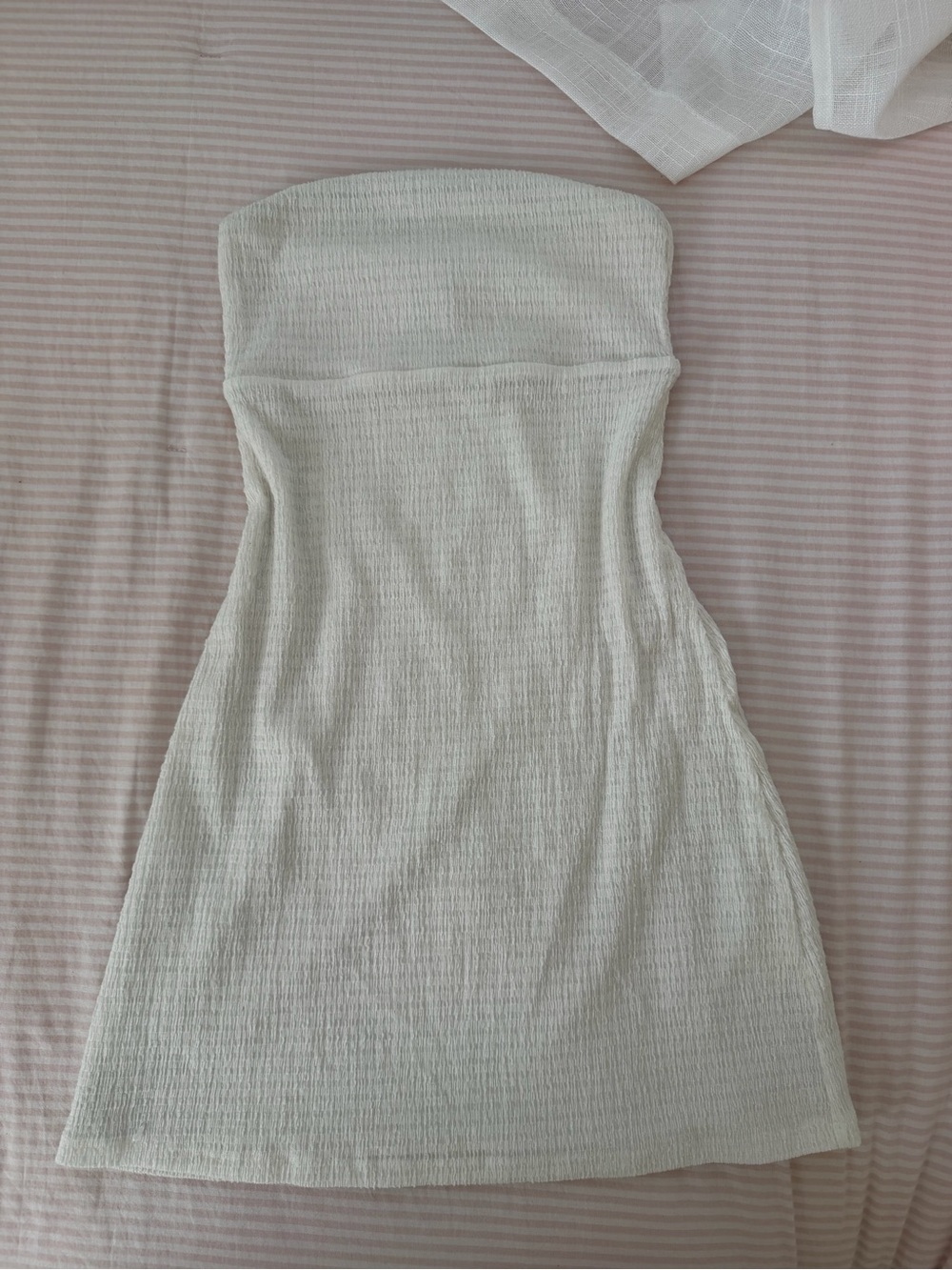 Aritzia White Strapless Textured Mini Dress